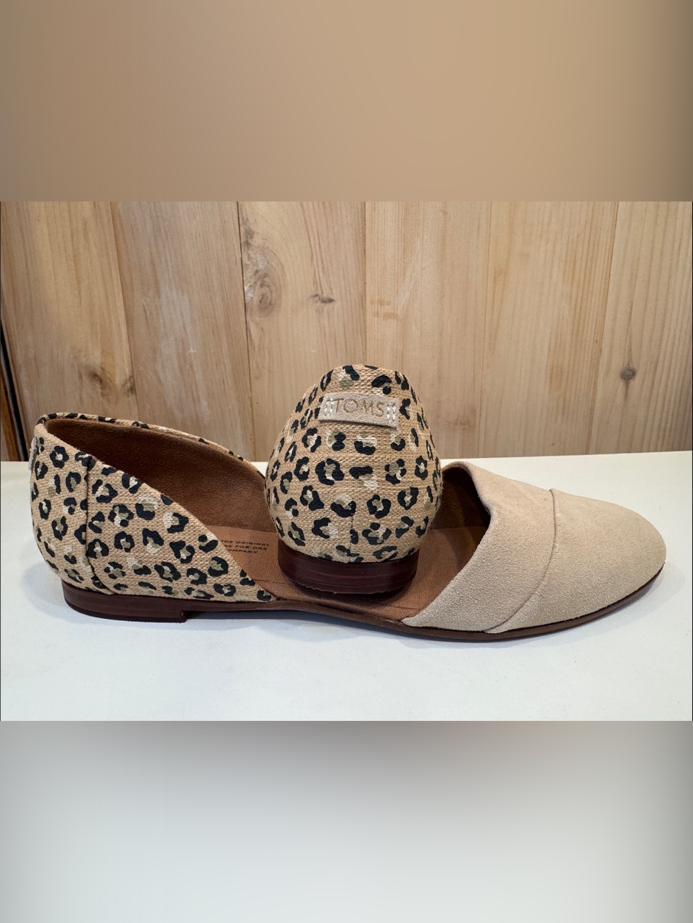 Toms Julie D’Orsay Flat in Beige and Leopard-Print - 9.5
